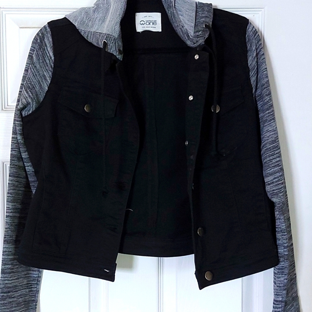 Never worn black denim jacket